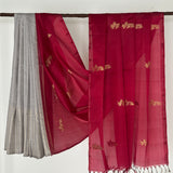 Madhura Paperflowers Kanchi Organza Saree - Red and Mocha