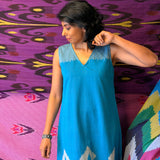 Elements Rivulet Cutwork Ikat Dress - Turquoise