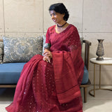 Handwoven matka silk saree