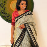Handloom Ikat Silk Saree - Beige