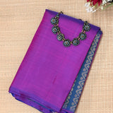 Colour Blocked Kanchipuram Silk Saree - Purple