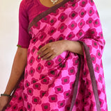 Mila mosaic printed kanchipuram silk saree