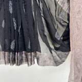 Fern Embroidered Organza Silk Saree - Black
