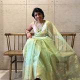 Metallic handwoven organza saree