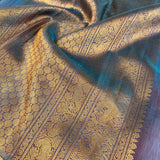 Mishrita thistle blue organza saree