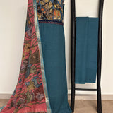 Kalamkari Mirrorwork Cotton Kurta Set - Blue