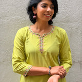 Green Embroidered Kurta Set
