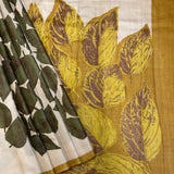 Veena Sacred Fig Tussar Saree - Cream