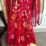 Ponduru Khadi Handwoven Saree - Red