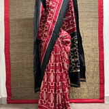 Handwoven Ikat Silk Saree - Vermilion