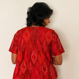 Elements Sunrise Pleated Ikat Top - Crimson