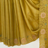 Jhaalar Zinnia Tussar Silk Saree - Mustard