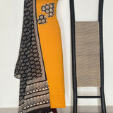 Monstera Unstitched Cotton Kurta Set - Mustard