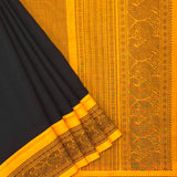 Mishrita Peacock Border Chiffon Saree - Black & Yellow