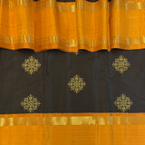 Mohana Kolam design kanchi silk saree - Black and yellow