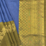 Mishrita Creeper Border Organza Saree - Blue and Olive