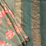 Maya Green Softbloom Printed Tussar Saree