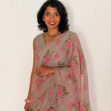 Fiza Sprig Chiffon Saree - Pink