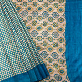 Veena Lattice Tussar Saree - Teal