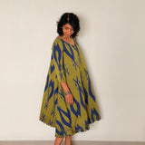 Elements Fishpond Cutwork Ikat Dress - Seaweed