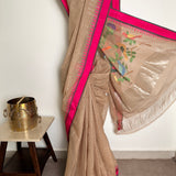 Ponduru Khadi Handwoven Saree - Beige