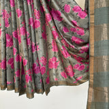 Maya Pink Rose Tussar Saree - Sage and Pink