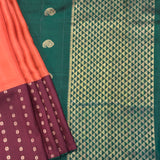 Mishrita Floral Border Organza Saree - Orange, Maroon and Green