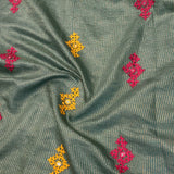 Tushara Zari Checks Tussar Saree - Sage
