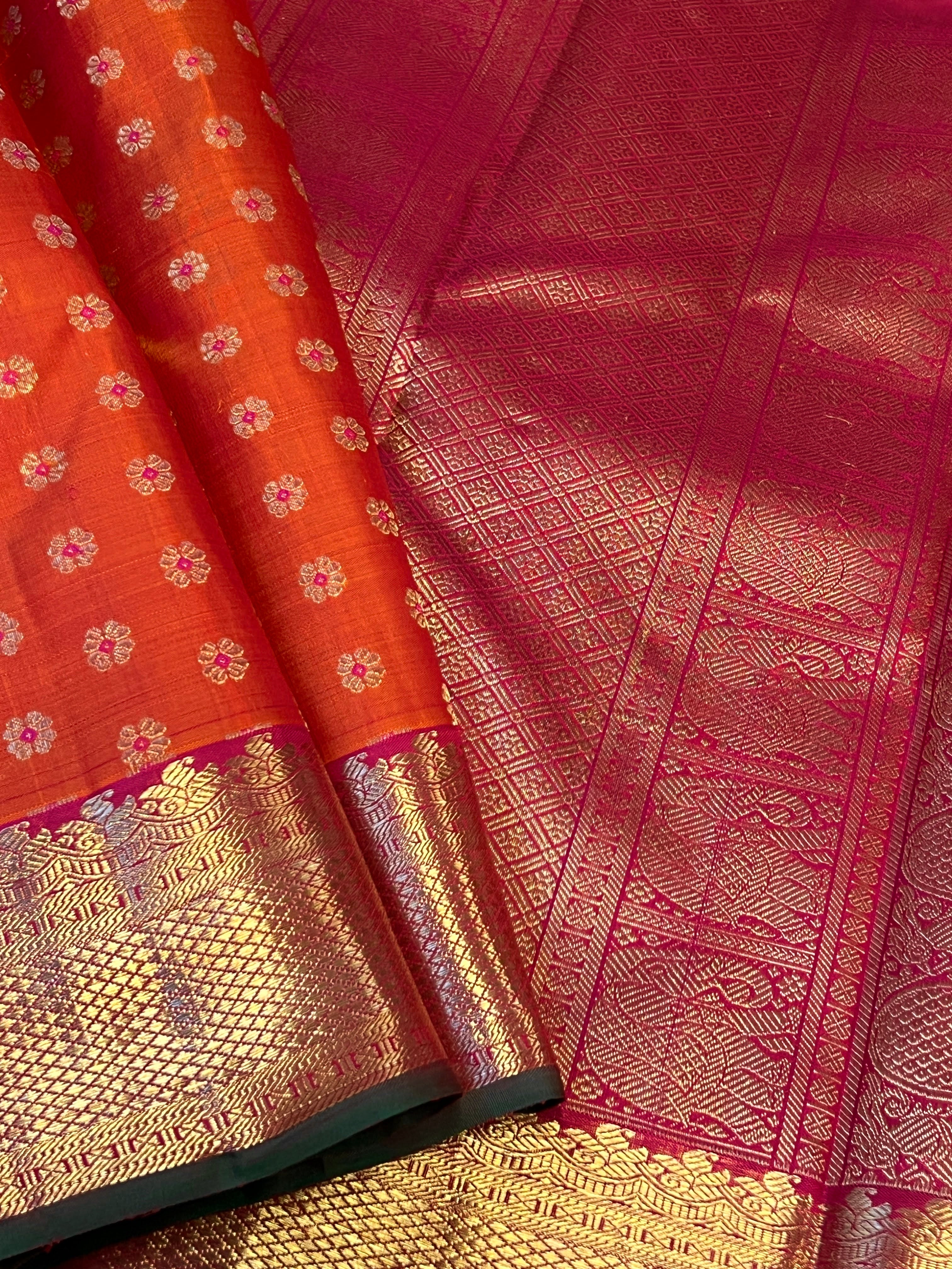 Sumangala meenakari Kanchipuram silk saree