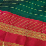 Mohana Horizontal Stripes Kanchi Silk Saree - Green