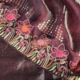 Metallic organza hand embroidered saree