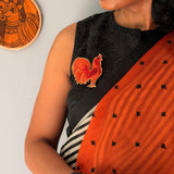 Tuhina Stripes Print Play Organza Saree - Orange