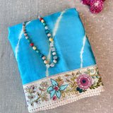 Hand embroidered shibori tussar saree