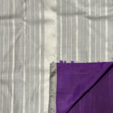 Lavanyam Plain Kanchipuram Silk Saree - Violet and Grey