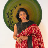 Handwoven Ikat Silk Saree - Vermilion