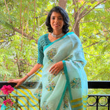 Nisha Floral Organza Saree - Green
