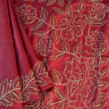 Tussar hand embroidered saree