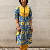 Blue Floral Applique Top