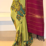 Kalpataru Ganesha Kalamkari Silk Saree - Green