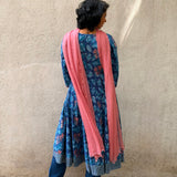 Blue Floral Cotton Kalidar Set