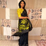 Handloom Ikat Silk Saree - Black