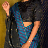 Ranya Kattam Half and Half Silk Saree - Blue and Black