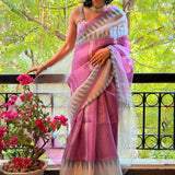 Nisha Geometric Organza Saree - Mauve