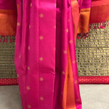 Vera Colour Blocked Kolam Kanchi Silk Saree - Pink