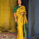 Sumangala Haathee Kanchi Silk Saree - Gold