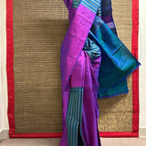 Colour Blocked Kanchipuram Silk Saree - Purple