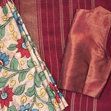 Kalpataru Wildflower Kalamkari Silk Saree - Maroon