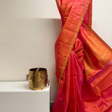 Vera Gandaberunda Kanchi Silk Saree - Peach