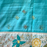 Hand embroidered shibori tussar saree