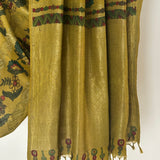 Kalpataru Intertwined Kalamkari Silk Saree - Olive